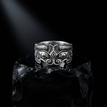 Ring Taotie Demon Mask Sterling Silver For Men