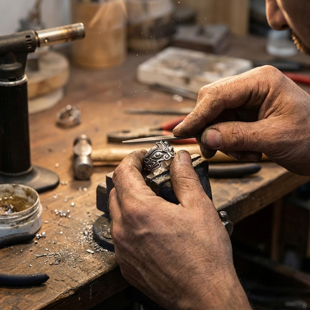 Ring Taotie Demon Mask Sterling Silver For Men